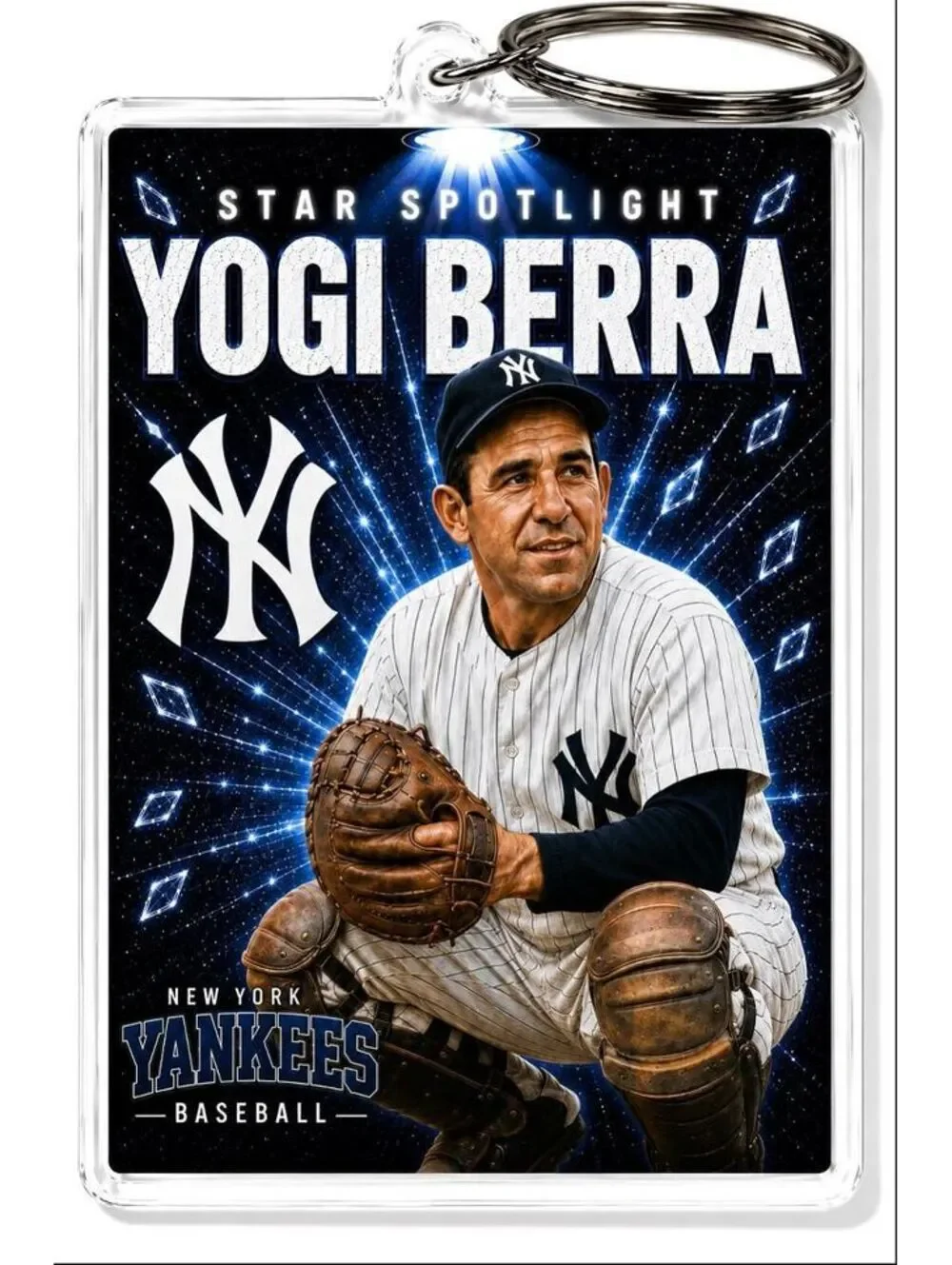 4000 Yogi Berra Keychain Blue Spotlight Premium Keychain No Nameplate